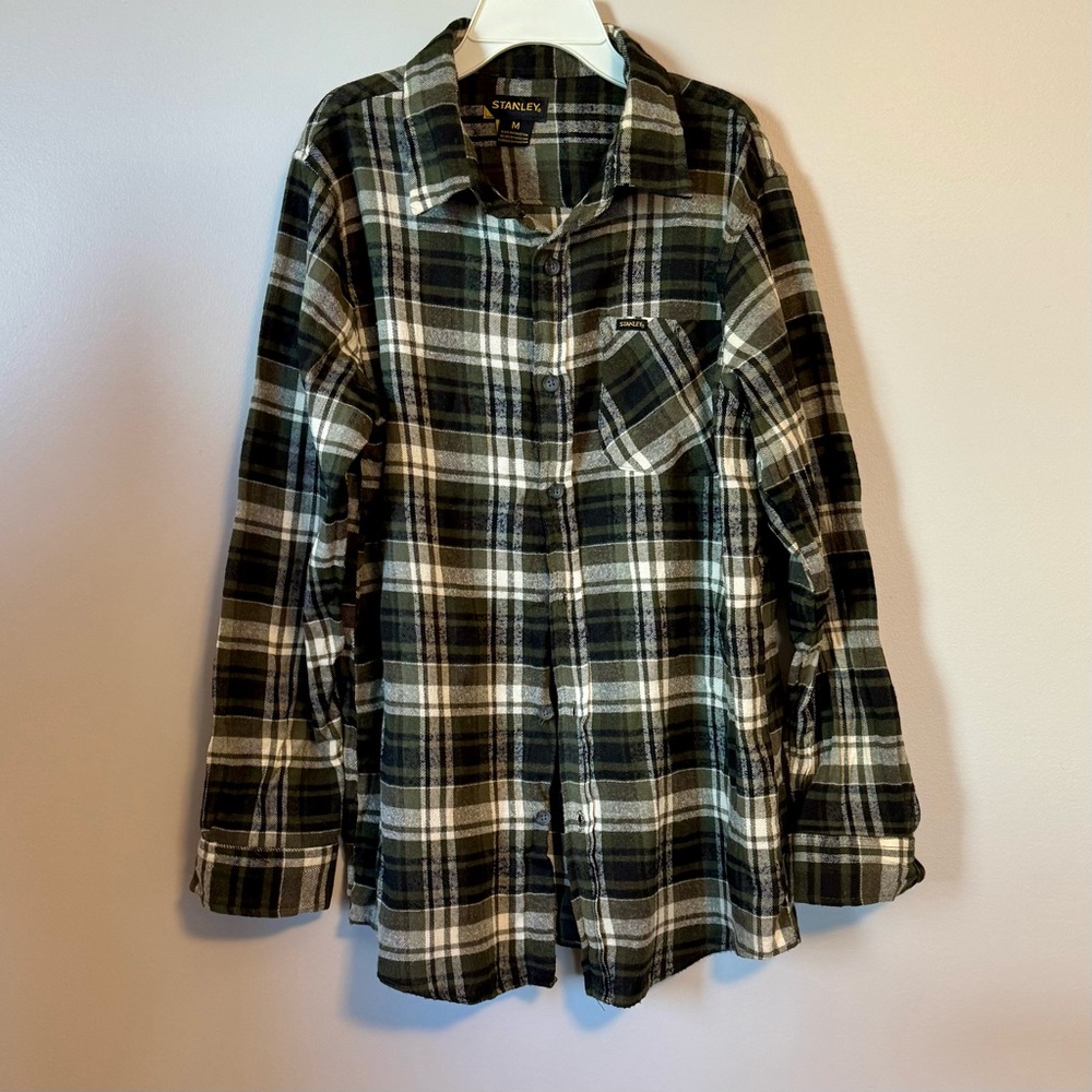 Stanley Men's Dark Plaid Casual Flannel Shirt